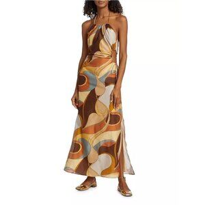 SIR. Vista Silk-Blend Halter Maxi Dress Size 3/ L